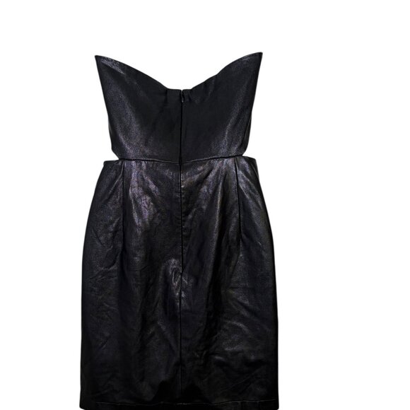 Amanda Uprichard Kloss Faux Leather Cutout Mini Dress Black Size Small - Picture 4 of 7